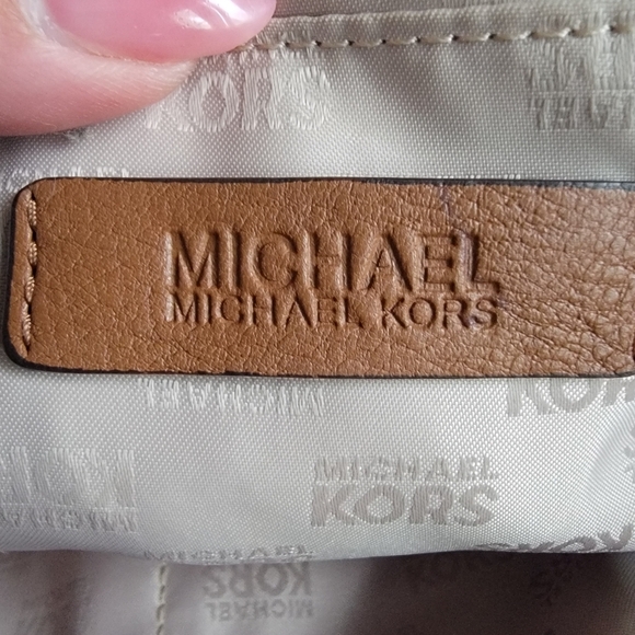 Michael Kors Joplin Satchel in Tan & Brown Leather with Gold-tone Hardware - Picture 14 of 16